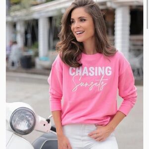 Shiraleah Chicago Chasing Sunsets Sweatshirt Pink Size Small